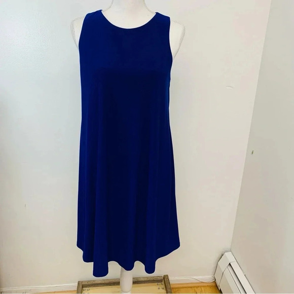 Lauren Ralph Lauren‎ Dress 10 Blue A Line  Stretch Sleeveless Business Office - Picture 1 of 12